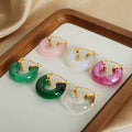 Chunky Resin C Hoop Earrings Gold Caps Multicolor Styles view 3