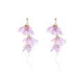 Lavender Petal Cascade and Gold Wavy Tail Dangle Earrings view 5