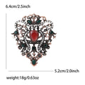 Ornate Red Teardrop Crystal Brooch With Green Accents view 6