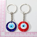 Silver Tone Round Resin Evil Eye Split Ring Keychains in Six Colors view 5