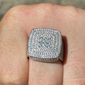 Silver Tone Cushion Pavé Iced Out Statement Ring Sizes 6-10 view 2
