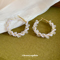 Colorful Beaded Hoop Earrings in Nine Geometric and Pearl Styles view 4