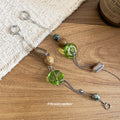 Green and Brown Beaded Abstract Long Drop Earrings view 4