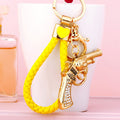 Jeweled Revolver Keychains with Red Yellow and Blue Braided Loop Options view 3