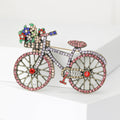 Crystal Bicycle Brooch In Blue Or Pink With Polished Metal Detail view 2