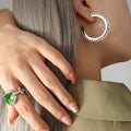 Steel Open Hoop Earrings Black Pave Zirconia Edge Pair view 4