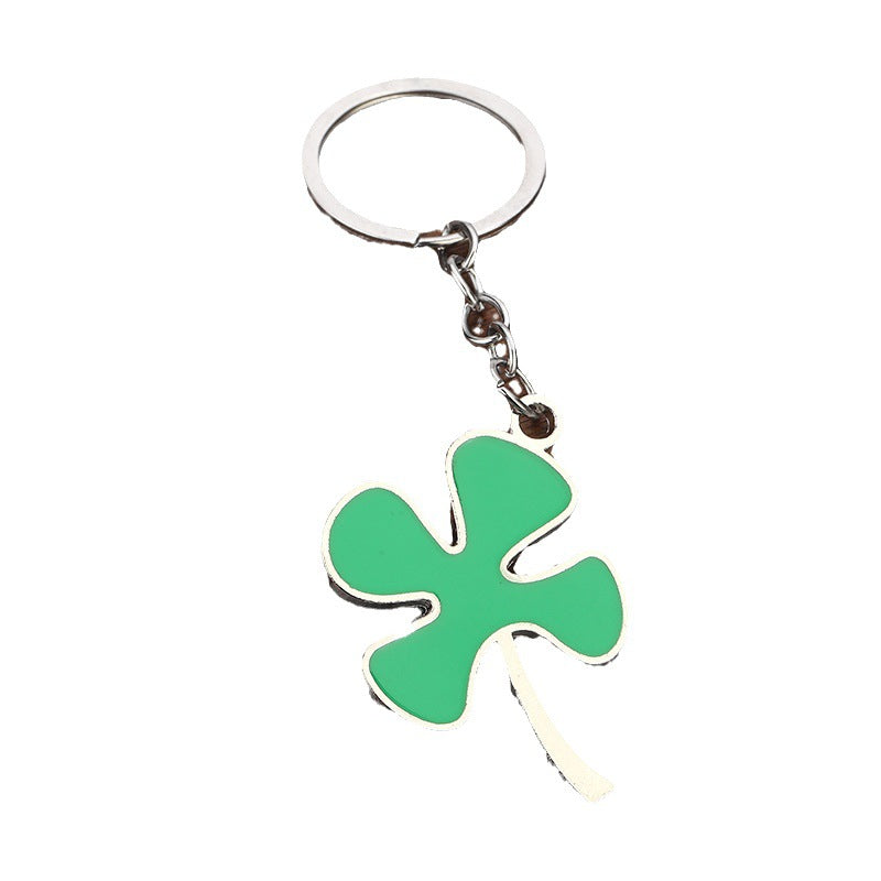 Lucky Four-Leaf Clover Zinc Alloy Keychain Gift Pendant