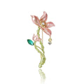 Slender Stem Enamel Flower Brooch in Pink and Purple view 5
