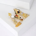 Jeweled Open Letter M Brooch With Pearl and Enamel Details view 3