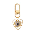 Twelve Piece Gold Tone Heart and Round Evil Eye Clip Keychain Set view 2