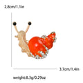 Enamel Snail Brooch Rhinestone Gold Tone Shell Pin view 6