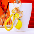 Jeweled Lemon and Citrus Charm Keychains with Braided Wrist Loops view 2