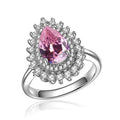 Pear-Shaped Double-Halo Ring In Four Center Stone Colors view 8