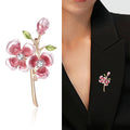 Three-Flower Branch Brooch In Pink Purple And Blue view 3