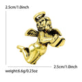 Antique Gold Reading Angel Brooch Halo Book Metal Pin view 5