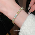 Gold Multicolor Baguette Crystal Adjustable Slider Bracelet view 3