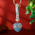 Striped Band Crystal Heart Keychains with Straps and Plain Options view 10