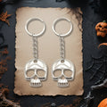 Silver Metal Skull Keychain Split Ring Short Chain view 4