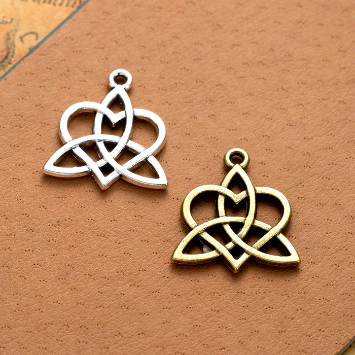 Vintage Celtic Knot Heart Openwork Pendant 24x22mm