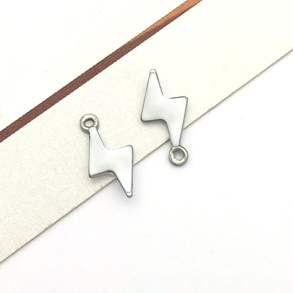 5x10mm Stainless Steel Double Sided Enamel Lightning Charm Pendant for DIY Necklace Bracelet