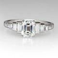 Emerald-Cut Clear Solitaire Graduated Baguette Ring Silver Tone view 2