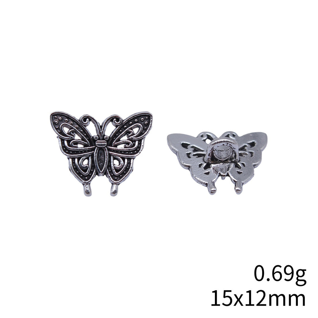 15x12mm 0.69g Antique Silver Zinc Alloy Butterfly Small Hole Beads for Bracelet Necklace DIY