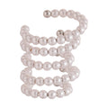 Layered Pearl Ear Cuff with Five Curved Rows With Polished Metal Details view 5