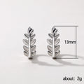 White Gold Leaf Branch Huggie Hoop Earrings Polished Metal view 5