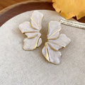 Large Enamel Flower Statement Stud Earrings Two Colors view 6