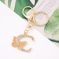 Rhinestone Butterfly Letter Keychain Gold Tone A to Z view 8
