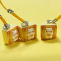 Resin Cat Toast Square Phone Charm Yellow Cord Strap view 3