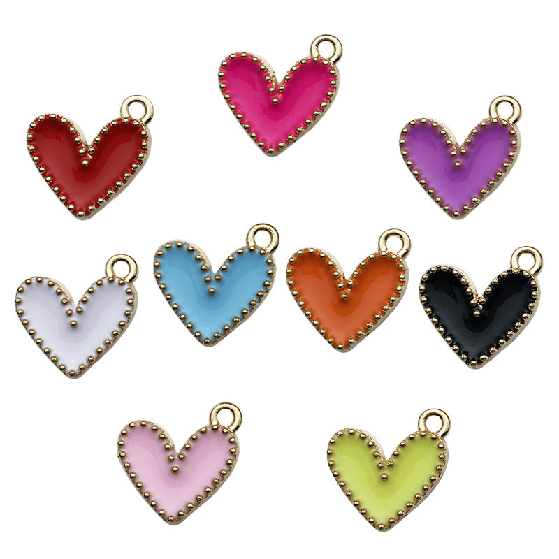 Enamel Zinc Alloy Heart Shape Charm Pendant for DIY Necklace Keychain Bracelet