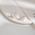 Blue and Pink Double Layer Butterfly Small Stud Earrings view 4