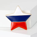 White Blue Red Enamel Star Brooch Gold Rim Five Point view 2