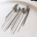 C Shaped Chain Fringe Earrings in Gold and Silver Tones view 7
