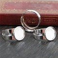 Silver Tone Adjustable Ring Blanks with Round Bezel Pads view 2