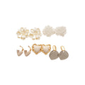 Gold White Flower Heart Pearl Multi Style Earring Set view 5