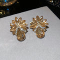 Crystal Flower and Teardrop Earrings in Three Colors view 7