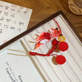 Red Embroidered Goldfish Hair Pin Red Fabric Flower Clip view 6