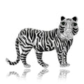 Striped Tiger Brooch A Striped Walking Tiger Crystal Accent Pin view 2