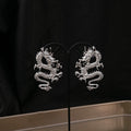 Gold Sculpted Chinese Dragon Statement Stud Earrings view 2