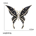 Black Enamel Butterfly Brooch With Crystal Details view 5