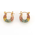 Gold Multicolor And Clear Pave Zircon U Hoop Earrings view 6