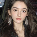 Silver Tone Filigree Teardrop Chandelier Hook Earrings view 4
