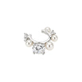 Asymmetric Pearl and Crystal Ear Cuff with Polished Metal Tone Details view 5