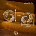 Crystal Swirl Stud Earrings in Gold and Silver Tone view 4