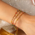 Multicolor Bead Layered Gold Necklace Bracelet Set Titanium Steel view 2