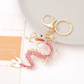 Rhinestone Chinese Dragon Keychain Gold Clasp Four Colors view 2