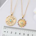 Gold Tone Round Crystal Evil Eye Pendant Necklaces in Two Designs view 4