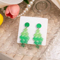 Green Glitter Clover Acrylic Ombre Cluster Drop Earrings view 3